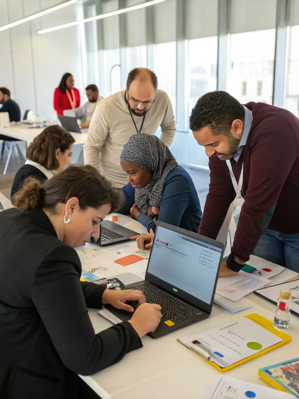 Interns participating in a training session on the latest logistics technologies and software used at Exim Americas, highlighting skill development.