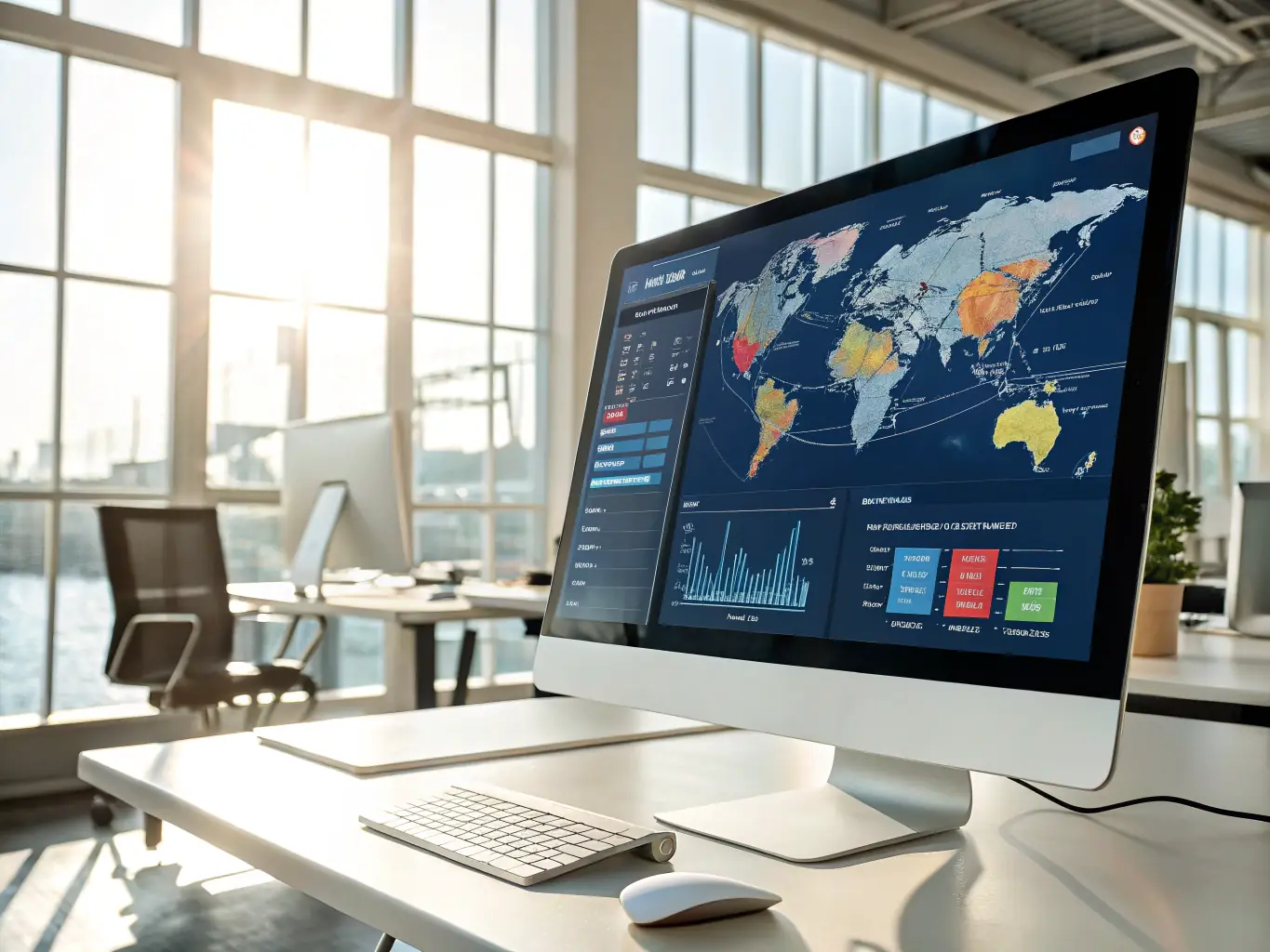 A digital dashboard displaying real-time tracking of shipments moving through customs, highlighting the efficiency and transparency of the process.
