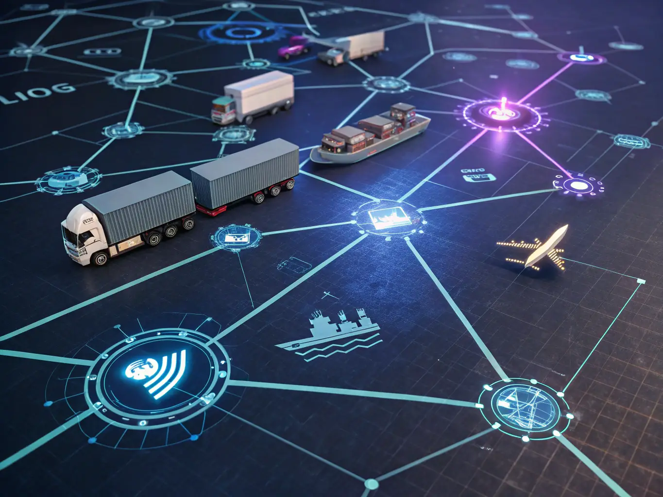 An image depicting a flexible supply chain with various modes of transportation seamlessly connected, illustrating the operational flexibility offered by Exim Americas.