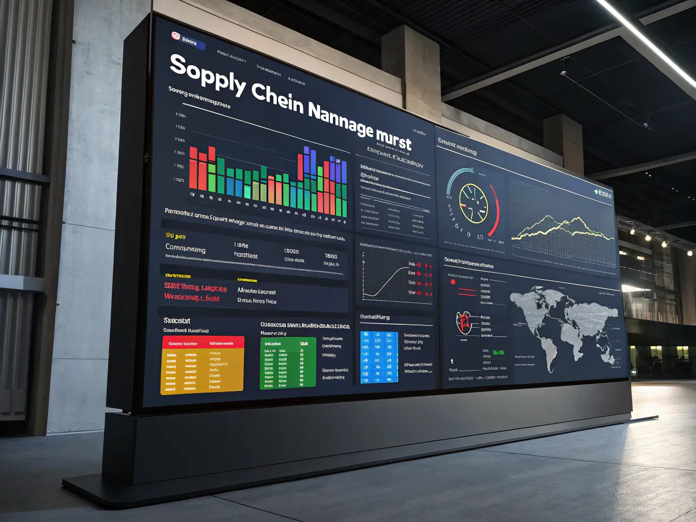 A visual representation of risk assessment, showing various factors being analyzed to identify potential risks in the supply chain.